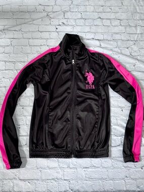 Women’s U.S. Polo Assn. Black Jacket with Pink Stripe size Large